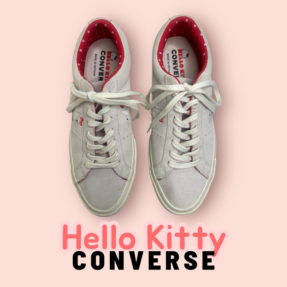 Hello Kitty Converse Gray SUEDE Women’s Shoes Sz 9.5 Sneakers Rare Find